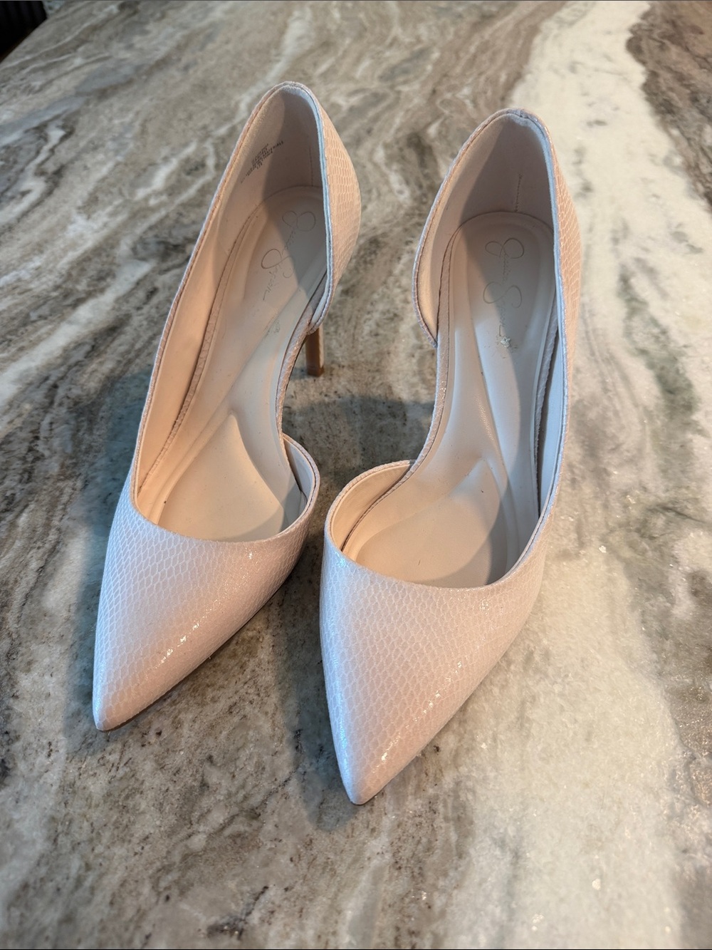 Jessica Simpson Blush Textured Pointed-Toe D'Orsay Pumps